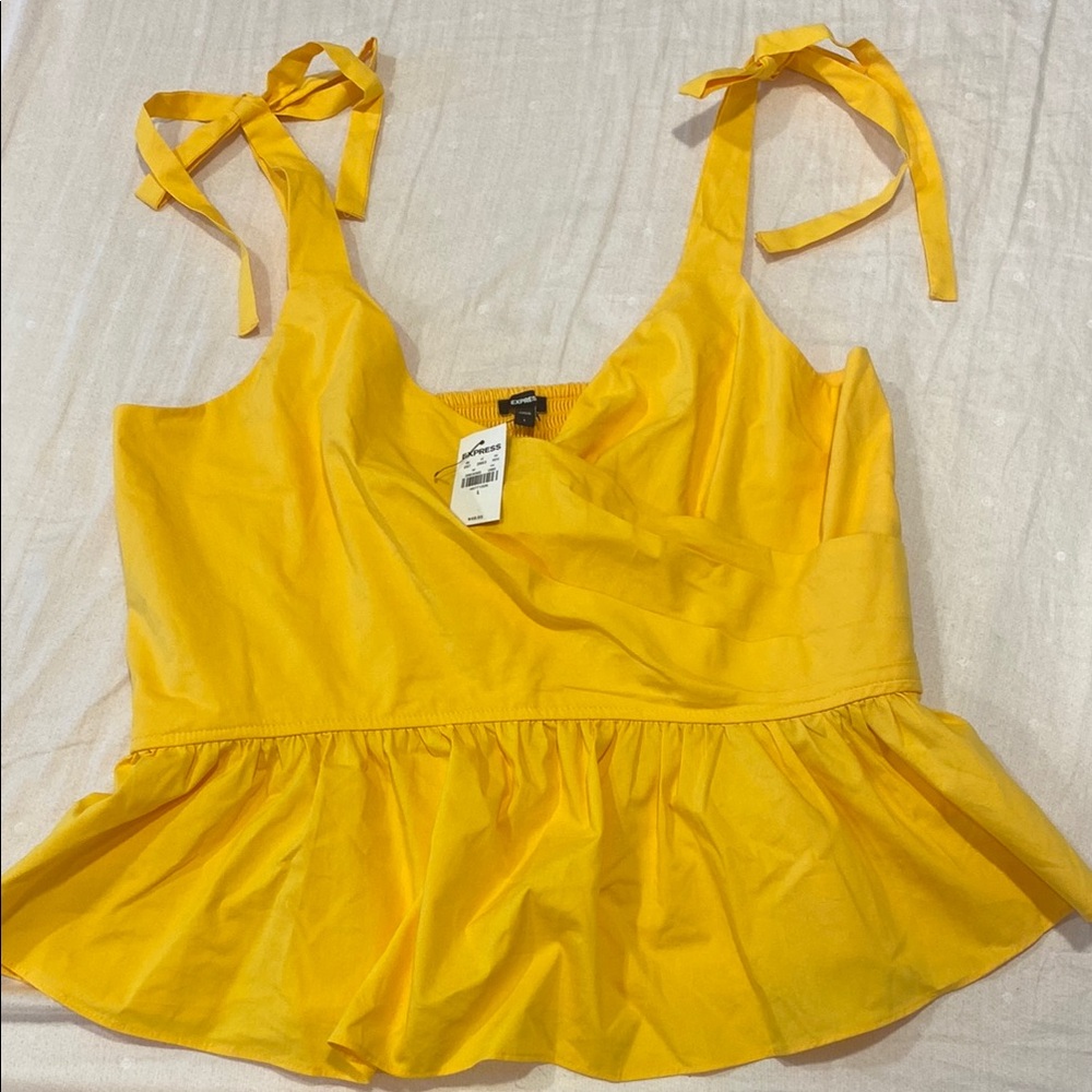 Yellow Sleeveless Top with Bow Straps